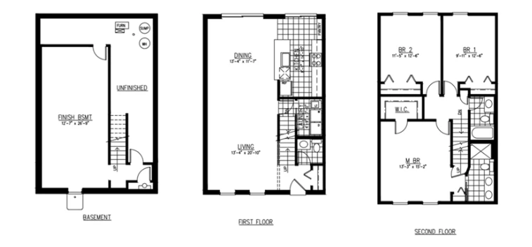 3 Bedroom + Den (with Basement) floor plan